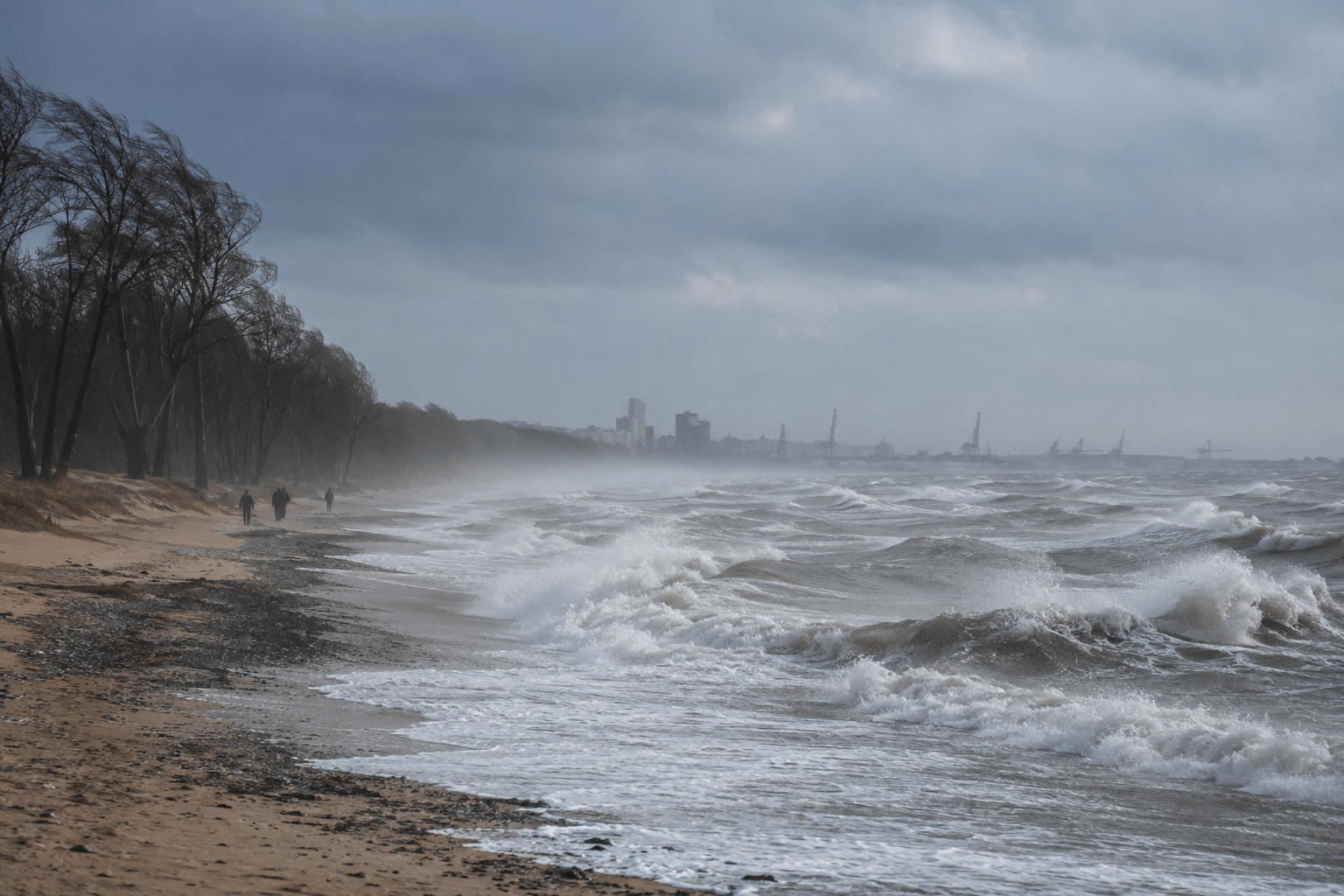 Silny wiatr nad otwartą przestrzenią